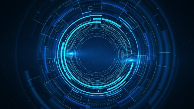 Hologram HUD circle interfaces Abstract sci-fi tunnel cyberspace. 3D portal Futuristic fantasy high-tech funnel wireframe tunnel Circle elements Sci Fi circle elements backdrop 4K Loading target intro - Powered by Adobe