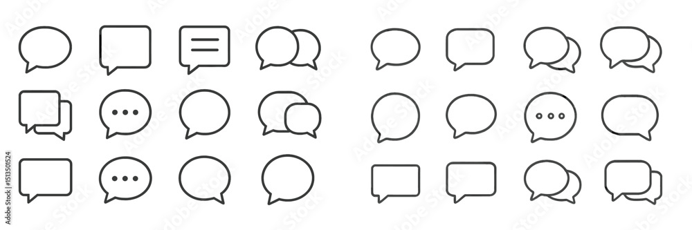 Poster collection of speech bubbles representing various communication styles and dialogue forms used in gr