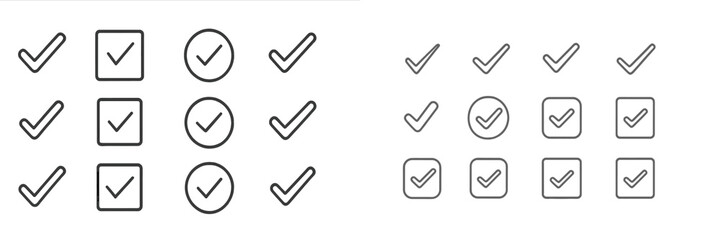 Variety of checkmarks and checkbox designs displayed on a simple background in a creative layout