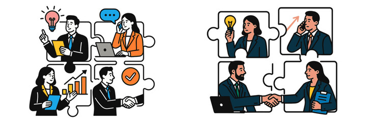 Professionals collaborating on strategies and problem-solving at a busy office environment during the day