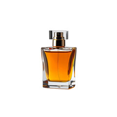 Amber perfume bottle elegant glass fragrance design on transparent background
