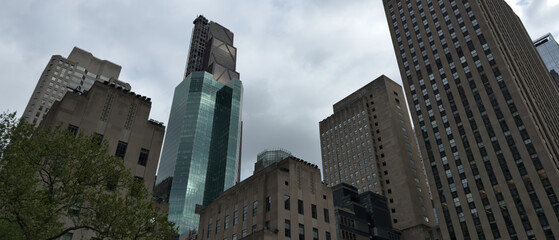 Modern office building. City center architecture. Building elevations. New York, USA.