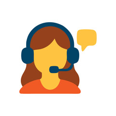 Illustration of a person with headset with speech bubble on a white background flat design illustration
