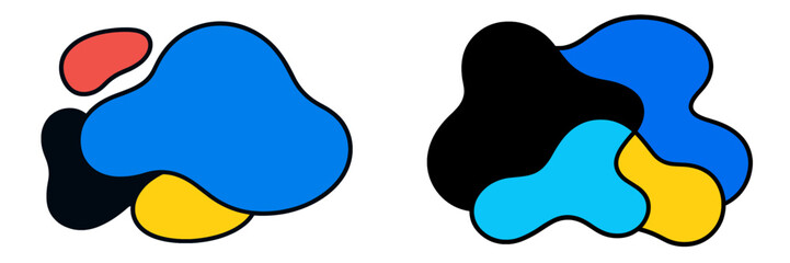 Colorful abstract shapes in bold outlines create a modern design suitable for various artistic projects