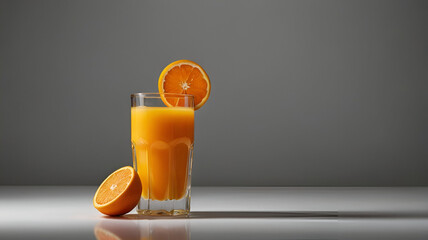 Naklejka premium Glass of Orange Juice with Whole Orange Isolated on Transparent Background