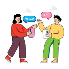 Make new friendships illustration, editable vector 