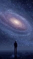 Obraz premium Cosmic Wonder and Human Reflection