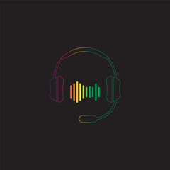 headphone earphone logo and vetor template