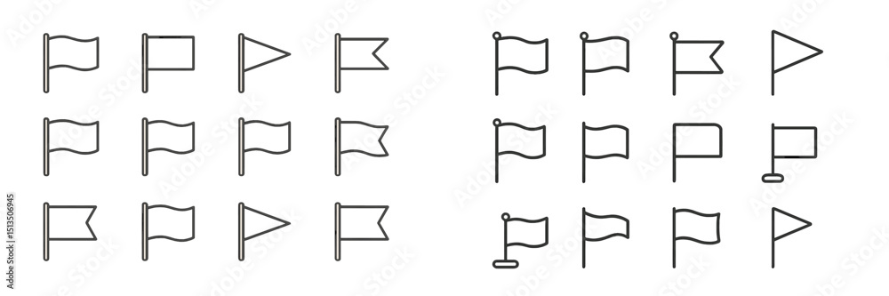 Poster various simplified flag designs arranged in a structured layout on a plain background