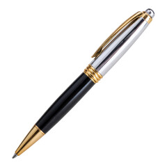 Naklejka premium Elegant Black and Silver Ballpoint Pen with Gold Accents Perfect for Business Professionals