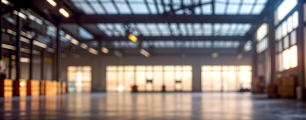 A large empty warehouse interior with high ceilings and multiple doors.high quality warehouse photos for poster, banner and pamphlet backgrounds