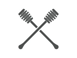 two crossed honey dipper stick design, vector  isolated on transparent background