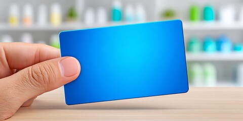 A customer receiving a loyalty reward card at a retail counter