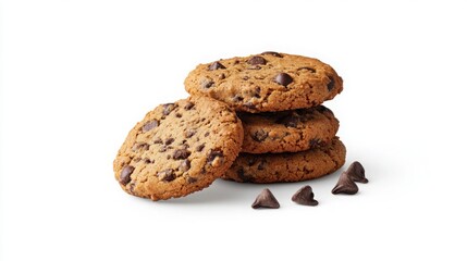 Classic Crunch: Chocolate Chip Cookie Isolated on Transparent Background

