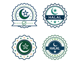 Halal food certified icon. Halal food labels Icon. Halal icon, Vector illustration