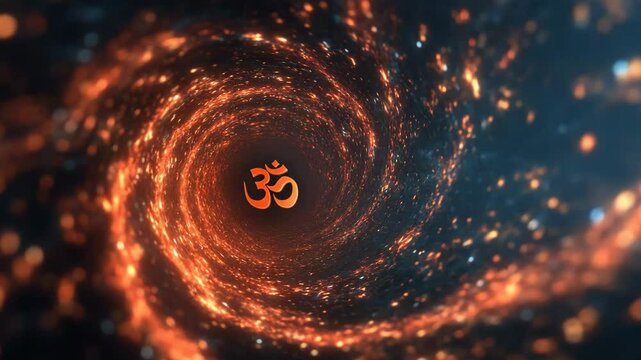 Om Symbol In Cosmic Space With Particle Vortex