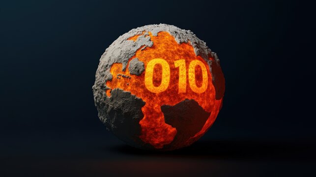 Global Warming Earth with Burning 010 Symbol