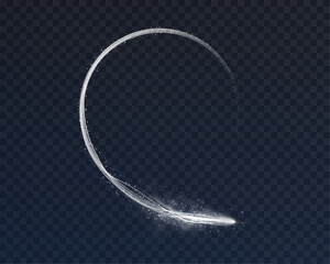 Light bright white glowing curved line with magic light effect. Magic wand glow effect for game interface design and illustrations.