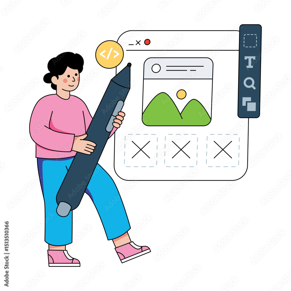Wall mural conceptual flat design illustration of ui design element