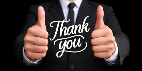 A thank you message on a business presentation closing slide