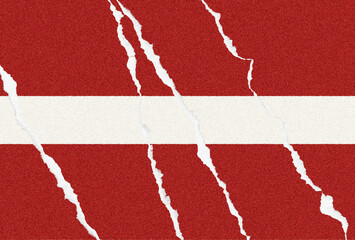 Distressed Latvia Flag with Ripped Paper Texture, evoking a sense of fractured identity and...