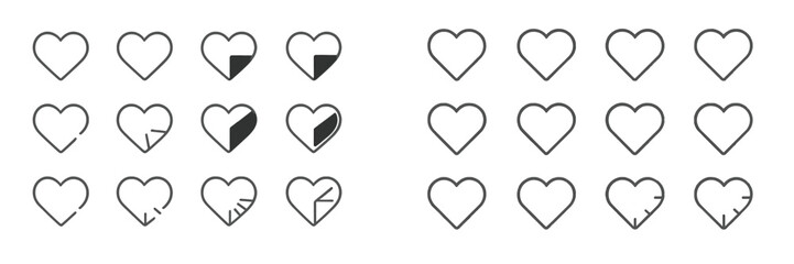 Collection of heart shapes in various styles ideal for graphic design and art projects