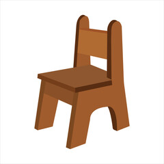 Simple wooden children's chair in brown color