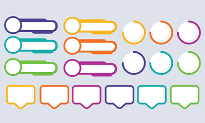 Colorful Flat Infographic UI Elements – Label, Badge, and Speech Bubble Vector Set