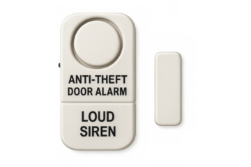 Anti-theft door alarm with loud siren on transparent background