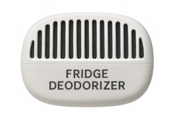 White fridge deodorizer absorbing bad smells with activated carbon filter, on transparent background