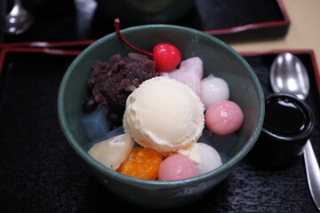 Ice Cream Anmitsu, Japanese sweets - 日本の和菓子 クリームあんみつ 和菓子	