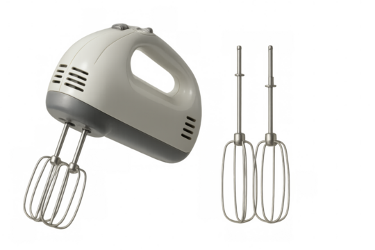 Hand mixer with beaters isolated on transparent background - Powered by Adobe