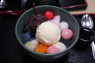 Ice Cream Anmitsu, Japanese sweets - 日本の和菓子 クリームあんみつ 和菓子	