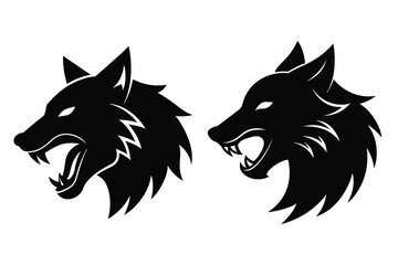 Obraz premium Angry and alert wolf head silhouette in vector design