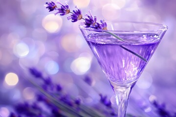 Obraz premium Purple martini garnished with lavender sprig.