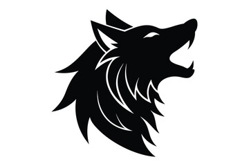 Vector wolf head silhouette for wildlife logos and emblems
