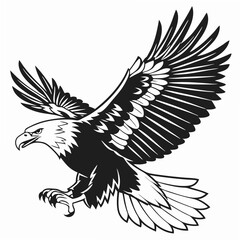 Obraz premium Black and white eagle in flight graphic design