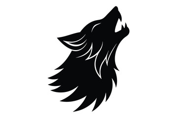 Strong alpha wolf head silhouette design in clean outlines