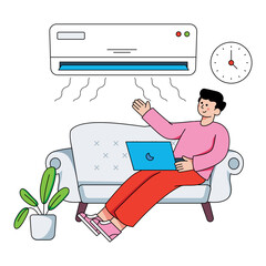 Modern design illustration of setting in air conditioning room