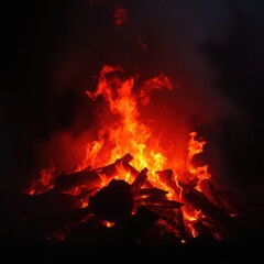 Fototapeta premium Burning wood fire isolated on transparent background