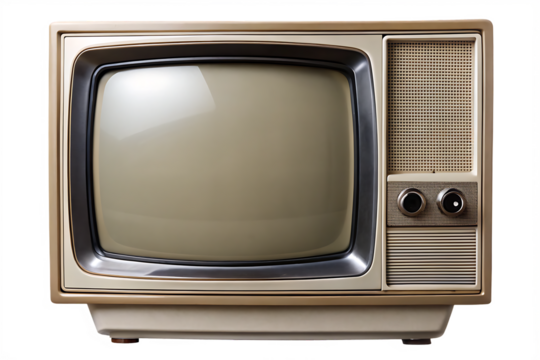 very old tv or computer monitor isolated on white background