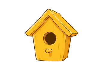 Golden Birdhouse A Pixel Art Illustration isolated on transparent baackground