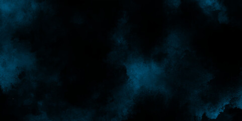 abstract cobalt blue fog or smoke color isolated black background, blue color paint texture photo background for portrait, dark blue grunge texture, black background .