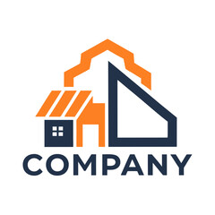 Geometric house construction company logo design with modern feel