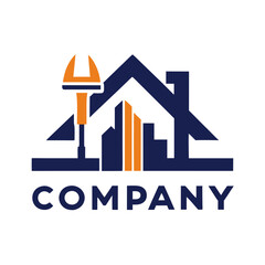 Home renovation and construction company logo design concept art
