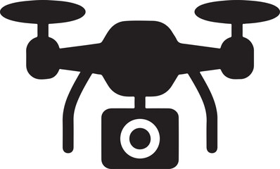 Silhouette of a robotic drone with camera in EPS vector format. Perfect for tech, surveillance, aerial photography, and futuristic design themes.