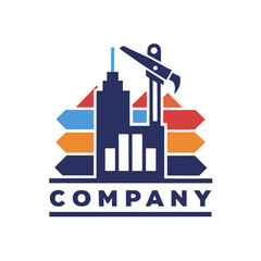 Obraz premium Construction and growth company logo with colorful arrow stacks