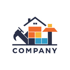 Modern house building construction company logo design template