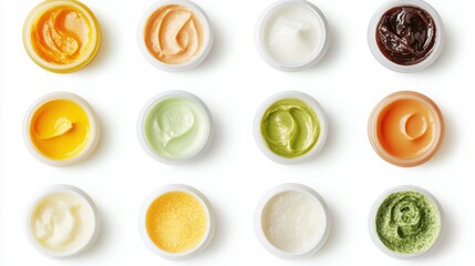 Skincare Product Samples Isolated on White Background

