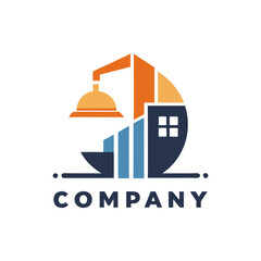 Naklejka premium Construction and Real Estate Logo in a Circular Shape